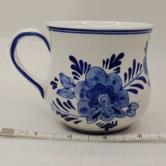 JOA Delft Blue Windmill and Floral MUG Hand Painted Porcelain Potbelly 9 oz Cup - Picture 4 of 12